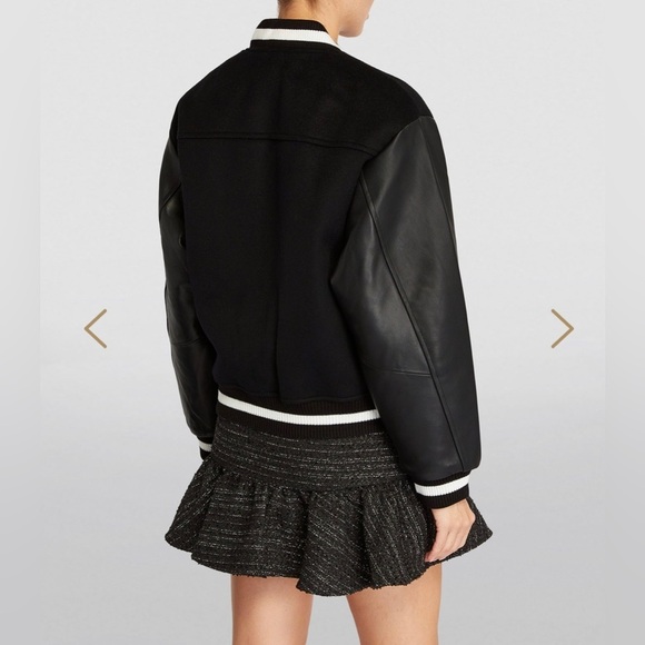 SANDRO Wool-Blend and Leather Varsity Jacket Sz 36/ US S - Picture 3 of 16